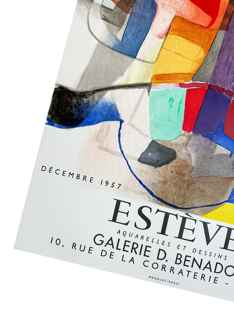 Original Maurice Estève Poster Galerie de Benador, Genève 1957 - Mourlot