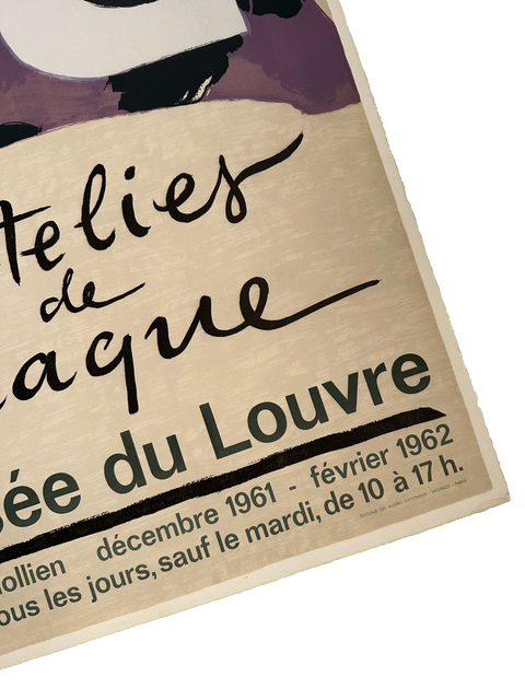 Original Braque Poster "L'Atelier de Braque" Musee du Louvre, 1961 - Mourlot