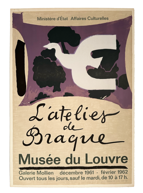 Original Braque Poster "L'Atelier de Braque" Musee du Louvre, 1961 - Mourlot