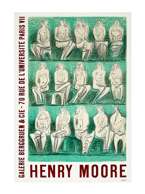 Original Henry Moore Poster Galerie Berggruen & CIE, 1957 - Mourlot