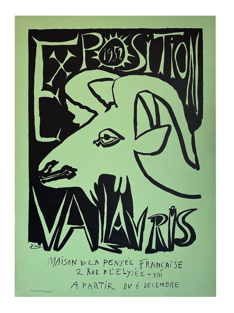 Original Picasso Poster Vallauris (Green), 1952 - Mourlot