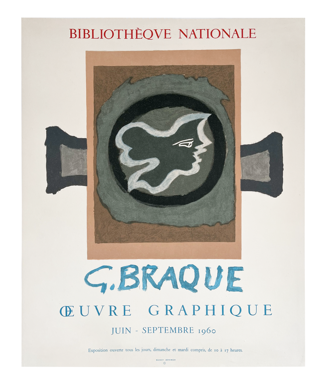 Original Georges Braque 1960 - Bibliothèqve Nationale - Maeght – nbmposter